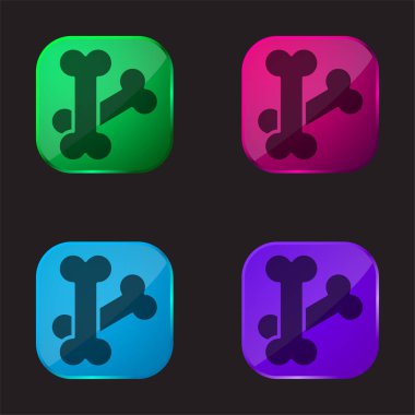 Kemikler dört renkli cam düğme simgesi