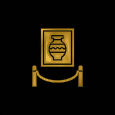 Sanat altın kaplamalı metalik simge veya logo vektörü