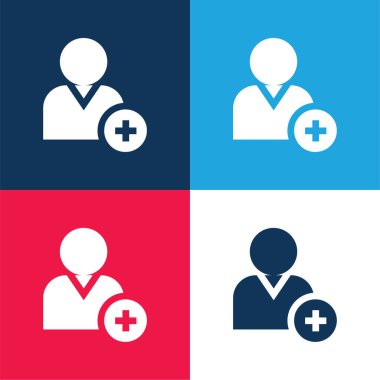 Kullanıcı mavi ve kırmızı dört renk minimal simgesi seti ekle