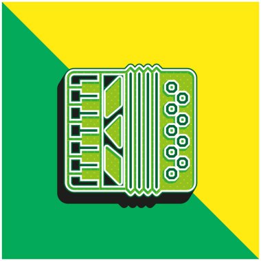 Akordeon Yeşil ve Sarı Modern 3D vektör simgesi logosu