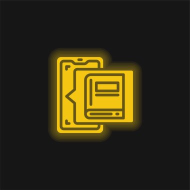Kitap sarı parlak neon simgesi