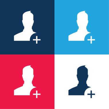 Sosyal Ağ 'a Kullanıcı Ekle Mavi ve kırmızı en az dört renk simgesi seti