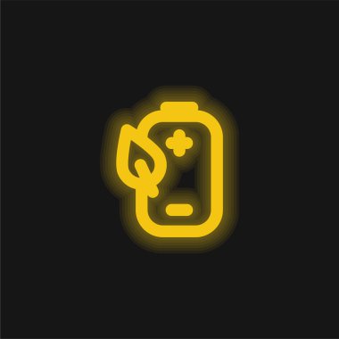 Pil sarısı parlak neon simgesi