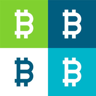 Bitcoin Düz 4 renk minimal simge kümesi
