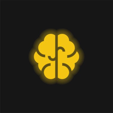 Beyin sarısı parlak neon simgesi