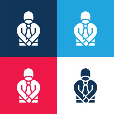 Özür dileme mavi ve kırmızı dört renk minimal simgesi