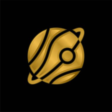 Astronomi altın kaplama metalik simge veya logo vektörü