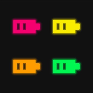Pil dört renk parlayan neon vektör simgesi