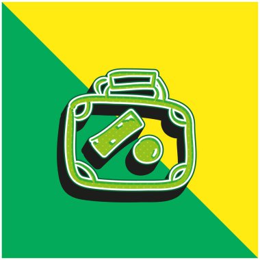 Yük El Etiketleri Yeşil ve Sarı 3D vektör logosuyla Çizilmiş Çizim