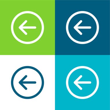 Geri Düğme Düz 4 renk en küçük simge seti