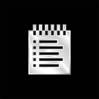 Rezervasyon Listesi gümüş kaplama metalik simgesi