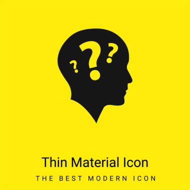 Bald Head Side View With Three Question Marks minimal bright yellow material icon clipart