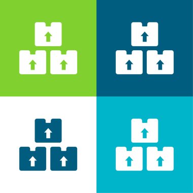 Kutular Düz 4 renk en küçük simge kümesi