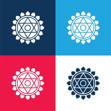 Anahata blue and red four color minimal icon set clipart