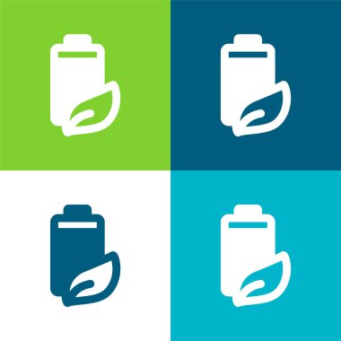 Batarya Düz 4 renk en küçük simge seti