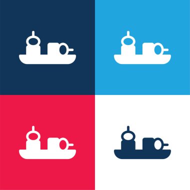Appetizer blue and red four color minimal icon set clipart