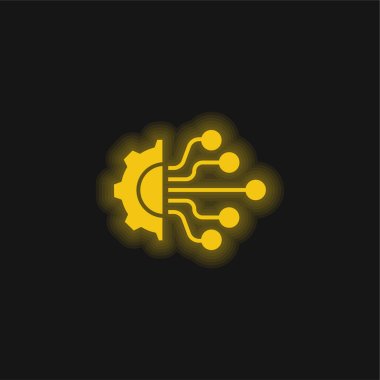 Artificial Intelligence yellow glowing neon icon clipart