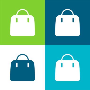 Büyük El Çantası Düz 4 renk minimal simge seti