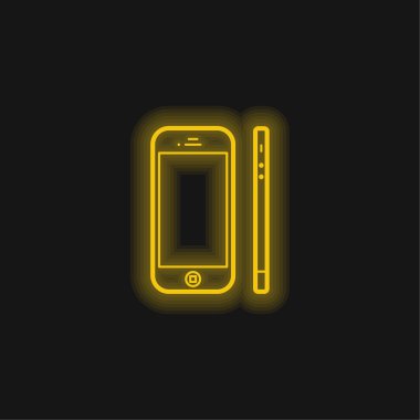 Apple İphone 4 Ön ve Yan Görünüm Sarı parlak neon simgesi
