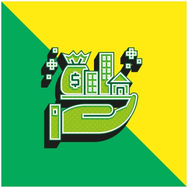 Varlıklar Yeşil ve Sarı modern 3d vektör simgesi logosu