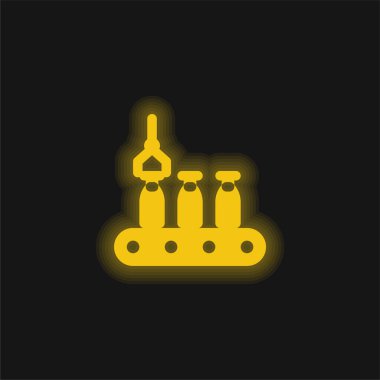 Assembly Hattı sarı parlak neon simgesi