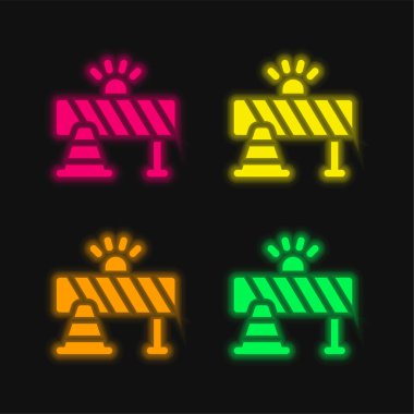 Dört renk parlayan neon vektör simgesine barikat kur