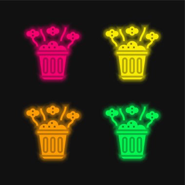 Kötü Koku dört renk parlayan neon vektör simgesi