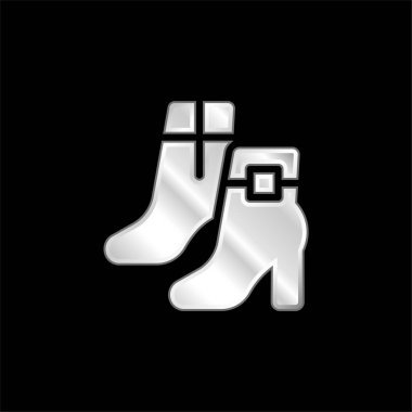 Çizmeler gümüş kaplama metalik simge