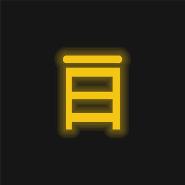 Yatak odası merdivenleri Araç sarı parlayan neon ikon