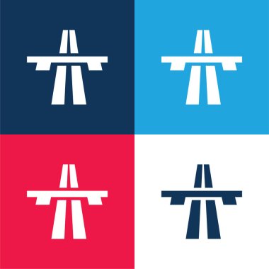 Bridge On Avenue Perspective blue and red four color minimal icon set clipart