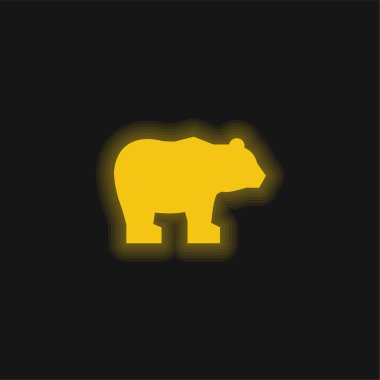 Bear yellow glowing neon icon clipart