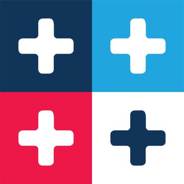 Toplama + İşaretleme Mavi ve kırmızı En az dört renk simgesi