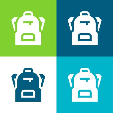 Sırt çantası Düz 4 renk minimal simgesi seti