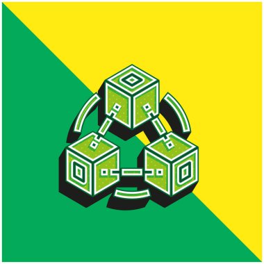 Engelleme zinciri Yeşil ve Sarı 3d vektör simgesi logosu