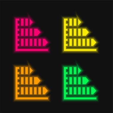 Çubuk Çizelgesi dört renk parlayan neon vektör simgesi