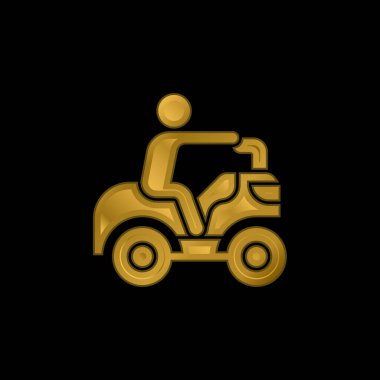 Atv altın kaplama metalik simge veya logo vektörü