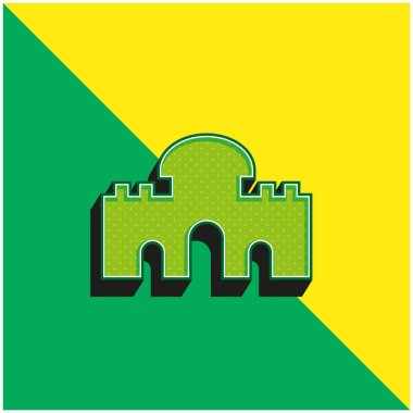 Alcala Gate Green and yellow modern 3d vector icon logo clipart
