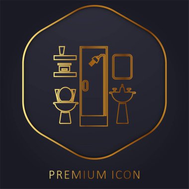 Bathroom Furniture golden line premium logo or icon clipart