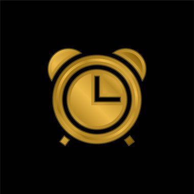 Alarm Saati altın kaplamalı metalik simge veya logo vektörü