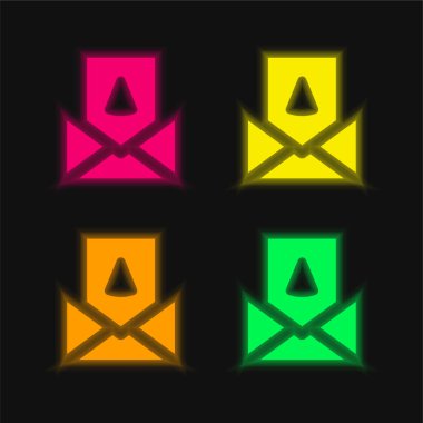 Doğum günü kartı dört renk parlayan neon vektör simgesi