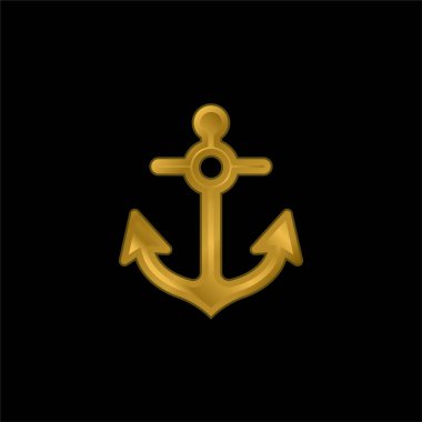 Çapa altın kaplama metalik simge veya logo vektörü