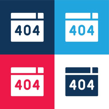 404 Hata mavi ve kırmızı dört renk minimal simgesi seti