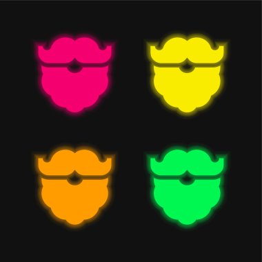 Sakal dört renk parlayan neon vektör simgesi