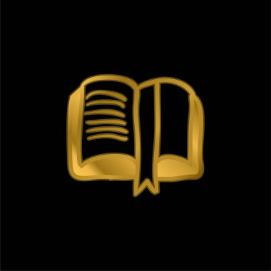 Kitap El Çizimi Yer İmlerine Açılmış Eğitim Aracı Altın Kaplama Metal Simge veya logo Vektörü
