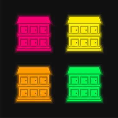 Aparment four color glowing neon vector icon clipart