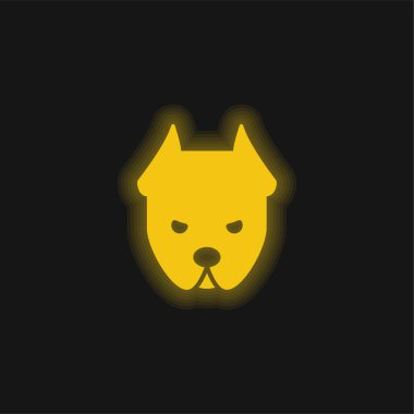 Angry Dog yellow glowing neon icon