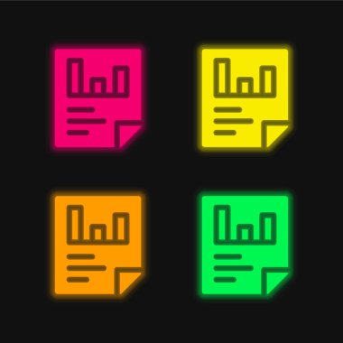 Analitik dört renk parlayan neon vektör simgesi