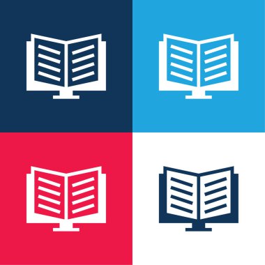 Bir Ayakta Mavi ve Kırmızı Üzerine Açılan Kitap Minimum Renk Simgesi