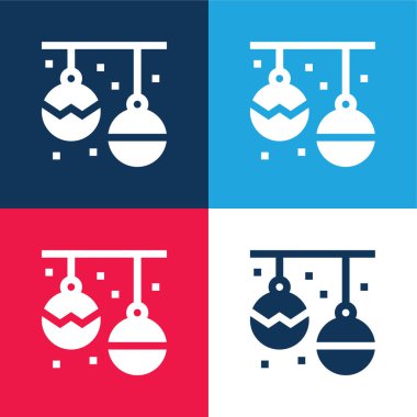 Bauble mavi ve kırmızı dört renk en düşük simge kümesi
