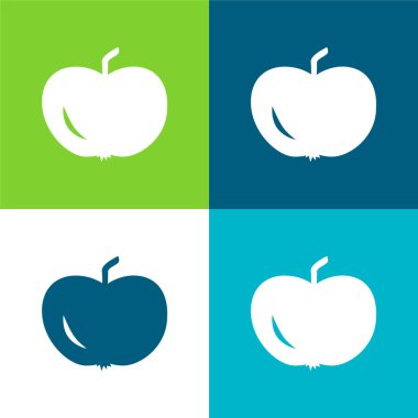 Apple Of Black Shape Flat four color minimal icon set clipart